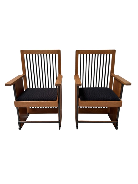 Two Art Deco Modernist High Back Armchairs by Architect Caspers, 1920s